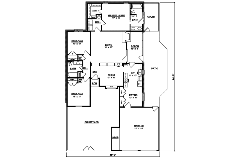House Plan Design - Floor Plan - Main Floor for Traditional House Plan #45-527 - 3 bed, 2 bath