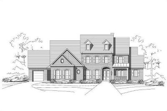 Exterior - Front Elevation for European House Plan #411-653 - 5 bed, 4.5 bath