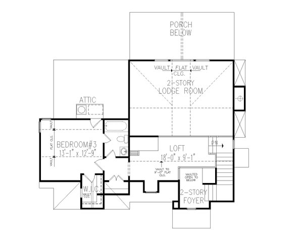 Craftsman Floor Plan - Upper Floor Plan #54-557