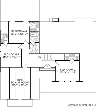 Floor Plan - Upper Floor for Farmhouse House Plan #927-1019 - 4 bed, 2.5 bath