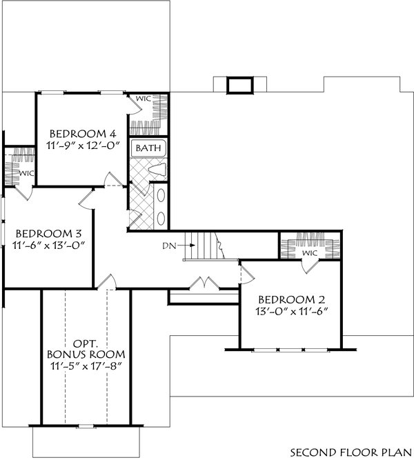 Farmhouse Floor Plan - Upper Floor Plan #927-1019