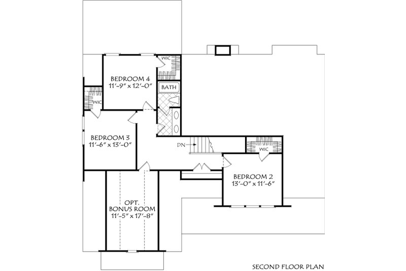 House Blueprint - Floor Plan - Upper Floor for Farmhouse House Plan #927-1019 - 4 bed, 2.5 bath