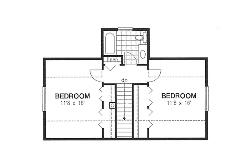 House Blueprint - Floor Plan - Upper Floor for Cottage House Plan #18-287 - 3 bed, 2.5 bath