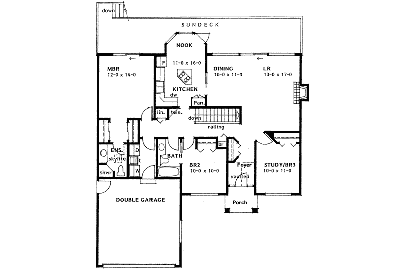 Home Plan - Floor Plan - Main Floor for Mediterranean House Plan #126-125 - 3 bed, 2 bath