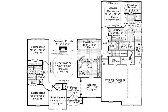 Floor Plan - Main Floor for European House Plan #21-298 - 3 bed, 2.5 bath