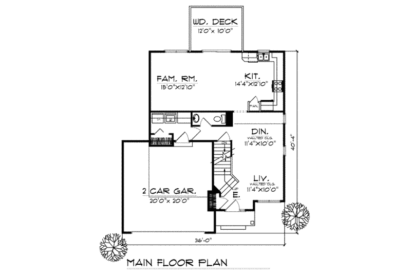 Home Plan - Floor Plan - Main Floor for Traditional House Plan #70-152 - 3 bed, 2.5 bath