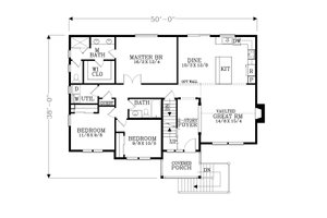 Floor Plan - Main Floor for Craftsman House Plan #53-582 - 4 bed, 3 bath