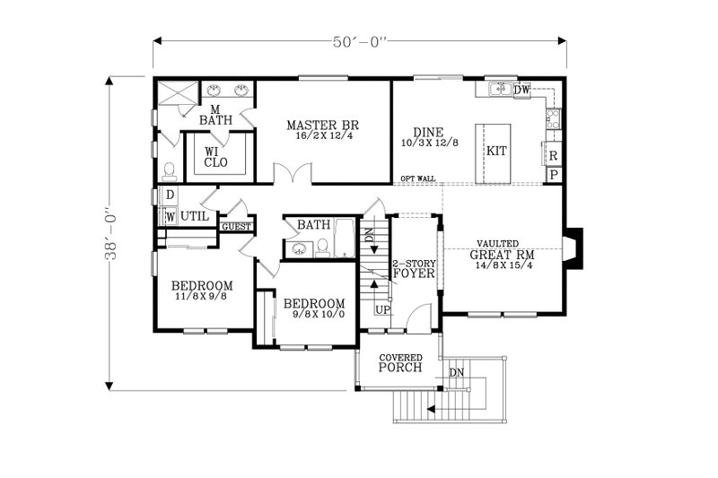 Home Plan - Floor Plan - Main Floor for Craftsman House Plan #53-582 - 4 bed, 3 bath