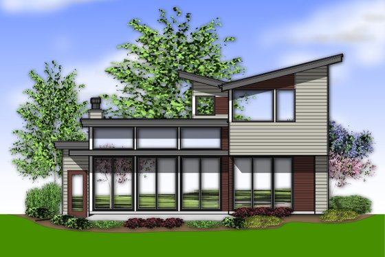 Exterior - Rear Elevation for Modern House Plan #48-637 - 3 bed, 2.5 bath