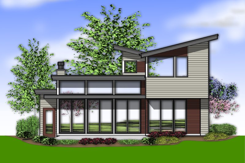 Home Plan - Exterior - Rear Elevation for Modern House Plan #48-637 - 3 bed, 2.5 bath