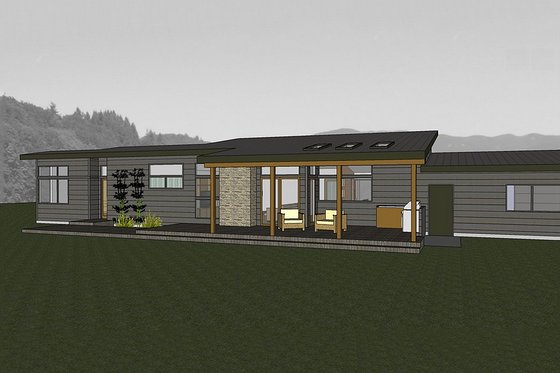 Exterior - Rear Elevation for Modern House Plan #519-2 - 3 bed, 2 bath