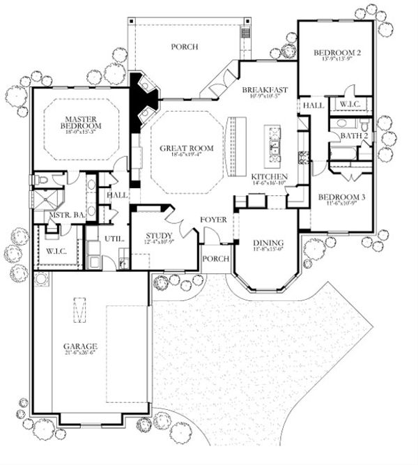 Dream House Plan - European Floor Plan - Main Floor Plan #80-155