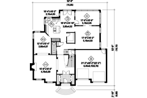 Floor Plan - Main Floor for European House Plan #25-4630 - 4 bed, 2 bath