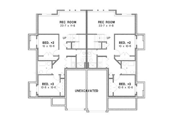 Floor Plan - Lower Floor for Traditional House Plan #67-882 - 3 bed, 2 bath