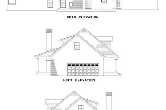 Exterior - Rear Elevation for Traditional House Plan #17-298 - 4 bed, 4 bath