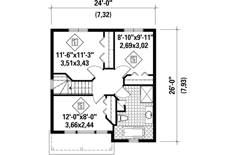 Dream House Plan - Floor Plan - Upper Floor for Contemporary House Plan #25-4504 - 3 bed, 1.5 bath