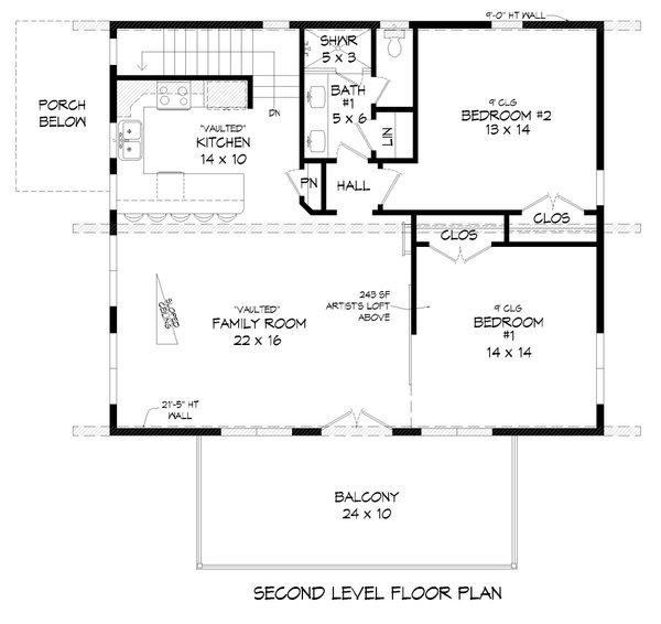 Contemporary Floor Plan - Upper Floor Plan #932-560