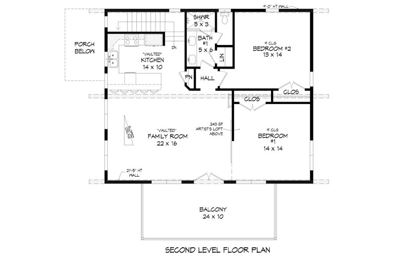 Dream House Plan - Floor Plan - Upper Floor for Contemporary House Plan #932-560 - 3 bed, 2 bath