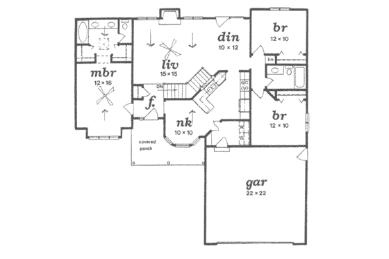 Floor Plan - Main Floor for Traditional House Plan #58-133 - 3 bed, 2 bath