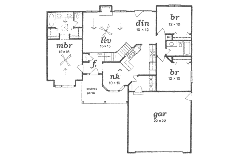 Dream House Plan - Floor Plan - Main Floor for Traditional House Plan #58-133 - 3 bed, 2 bath