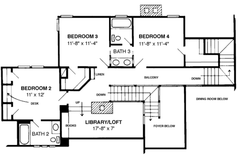 Architectural House Design - Floor Plan - Upper Floor for European House Plan #410-196 - 4 bed, 3.5 bath