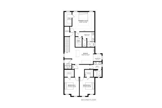 Floor Plan - Upper Floor for Modern House Plan #1085-4 - 3 bed, 2.5 bath