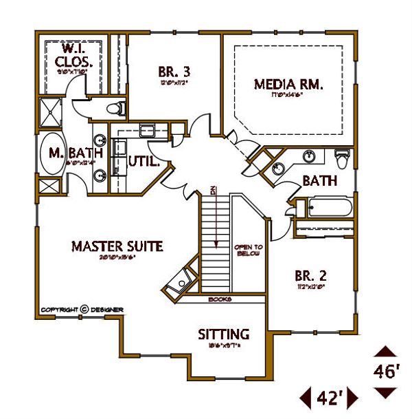 Tudor Floor Plan - Upper Floor Plan #487-6
