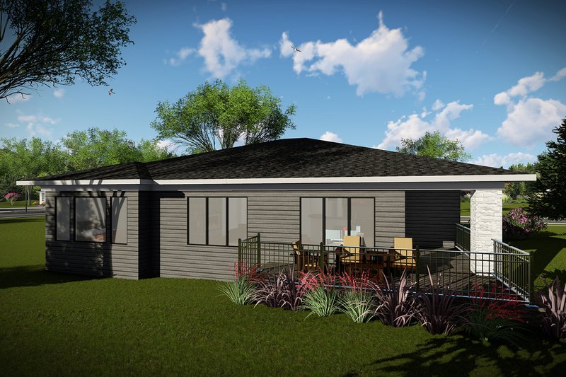 Architectural House Design - Exterior - Rear Elevation for Contemporary House Plan #70-1489 - 2 bed, 2 bath