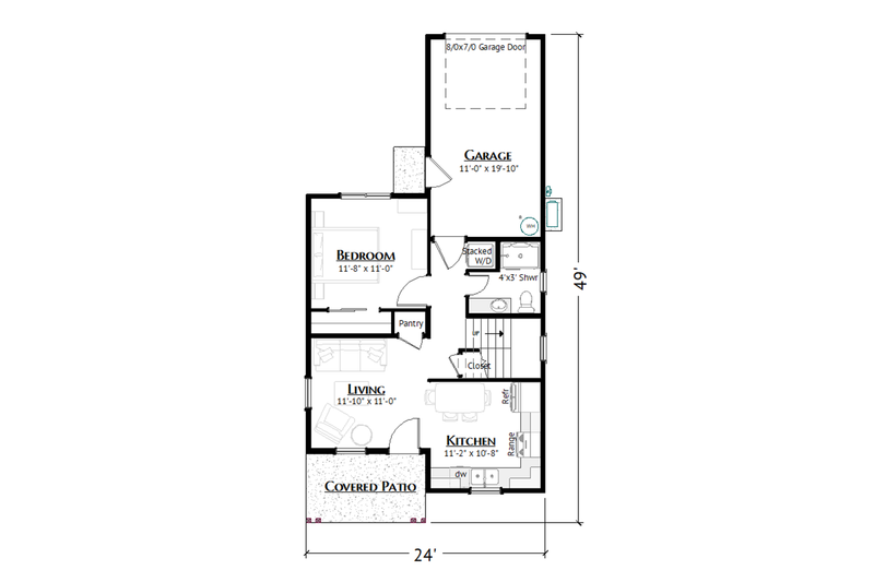 House Design - Floor Plan - Main Floor for Contemporary House Plan #1099-16 - 2 bed, 2 bath