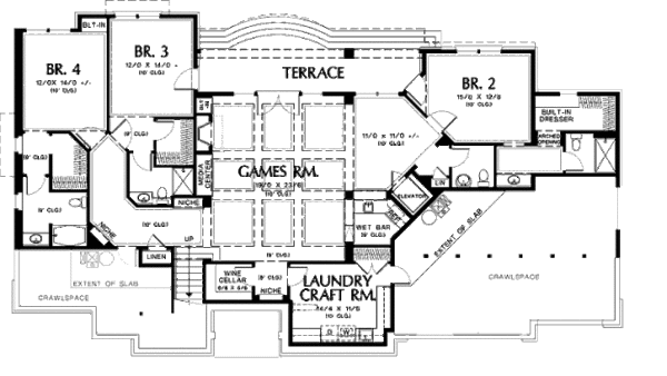Architectural House Design - European Floor Plan - Lower Floor Plan #48-431