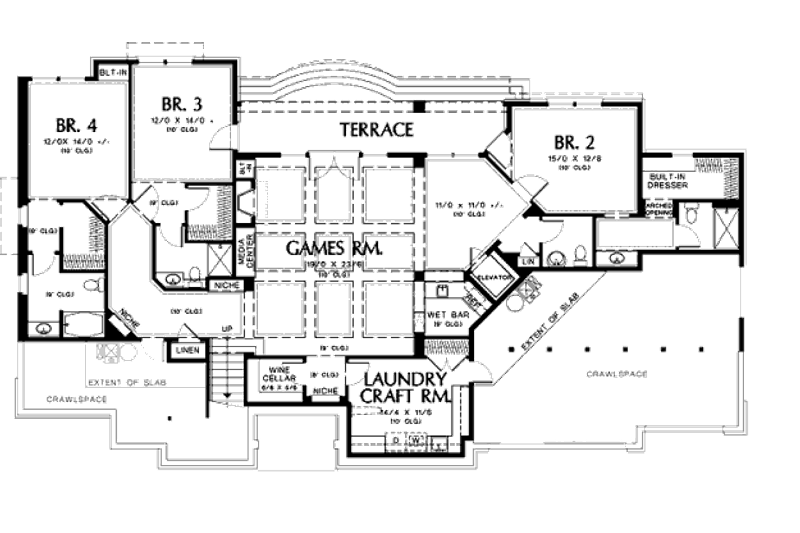 Home Plan - Floor Plan - Lower Floor for European House Plan #48-431 - 4 bed, 5 bath
