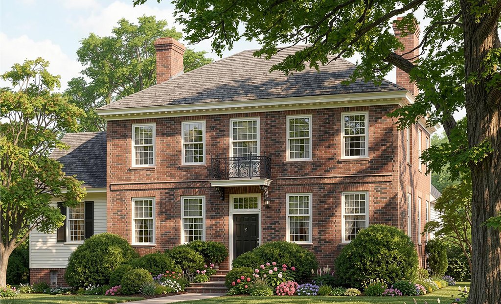 Exterior - Front Elevation 2 for Colonial House Plan #137-229 - 4 bed, 4 bath