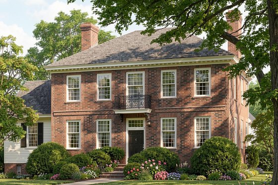 Exterior - Front Elevation for Colonial House Plan #137-229 - 4 bed, 4 bath