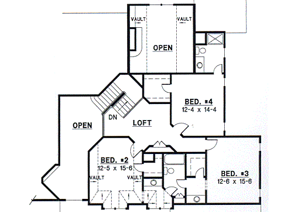 Traditional Floor Plan - Upper Floor Plan #67-312