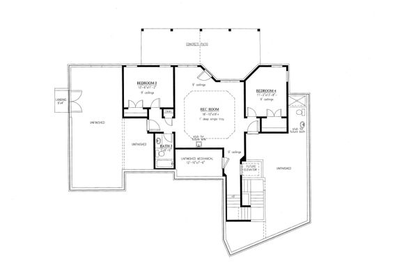 Ranch Floor Plan - Lower Floor Plan #437-90