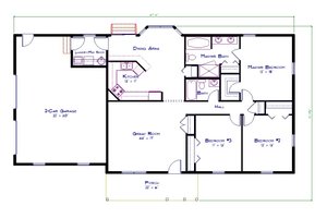 Floor Plan - Main Floor for Ranch House Plan #1115-4 - 3 bed, 2 bath