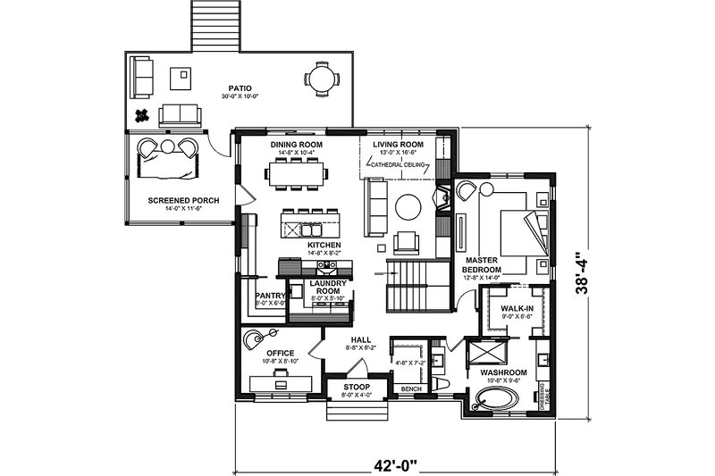 Dream House Plan - Floor Plan - Main Floor for Farmhouse House Plan #23-2753 - 4 bed, 2.5 bath