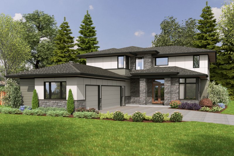 Dream House Plan - Prairie Exterior - Front Elevation Plan #48-1071
