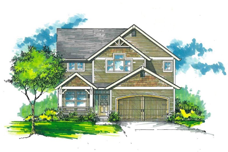 House Blueprint - Craftsman Exterior - Front Elevation Plan #53-486