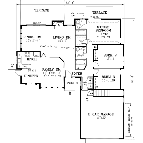 Ranch Floor Plan - Main Floor Plan #3-124