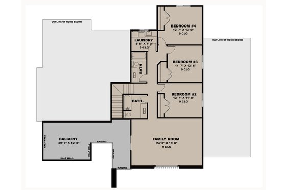 Floor Plan - Upper Floor for Contemporary House Plan #1111-50 - 4 bed, 3.5 bath