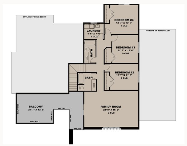 Dream House Plan - Floor Plan - Upper Floor for Contemporary House Plan #1111-50 - 4 bed, 3.5 bath