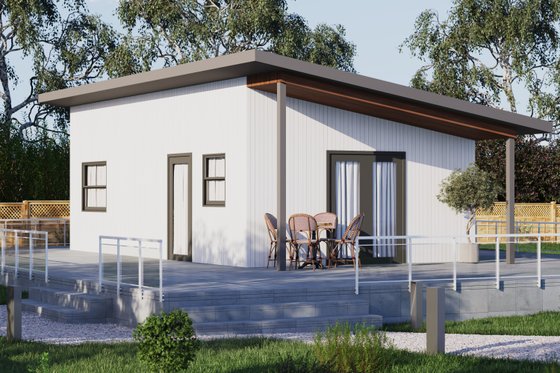 Exterior - Front Elevation 3 for Modern House Plan #1106-72 - 1 bed, 1 bath