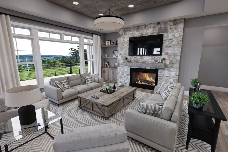 House Design - Interior - Family Room 1 for Farmhouse House Plan #51-1449 - 4 bed, 4 bath