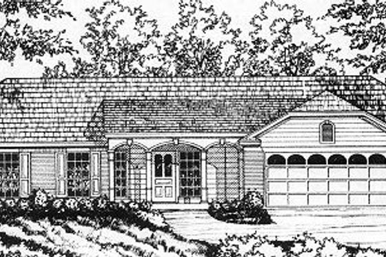 Exterior - Front Elevation for Country House Plan #40-373 - 4 bed, 2 bath