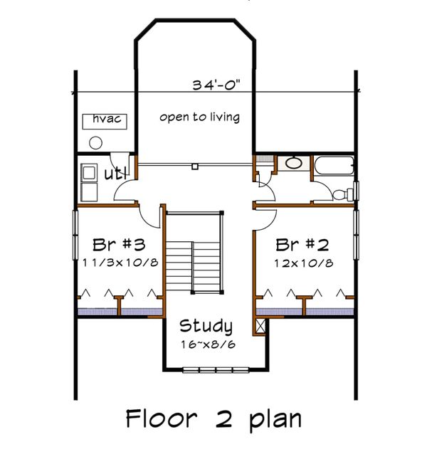 Craftsman Floor Plan - Upper Floor Plan #79-264