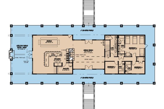 Floor Plan - Main Floor for Craftsman House Plan #923-10 - 11 bed, 10.5 bath