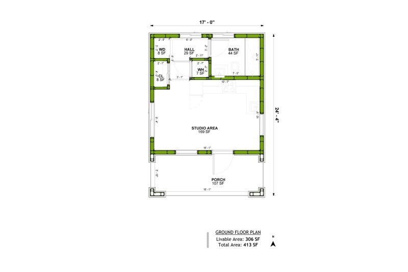 Home Plan - Floor Plan - Main Floor for Mediterranean House Plan #1106-85, 1 bath