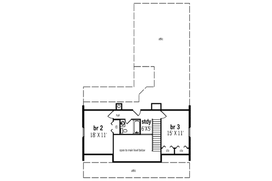 Floor Plan - Upper Floor for Traditional House Plan #45-303 - 3 bed, 2 bath