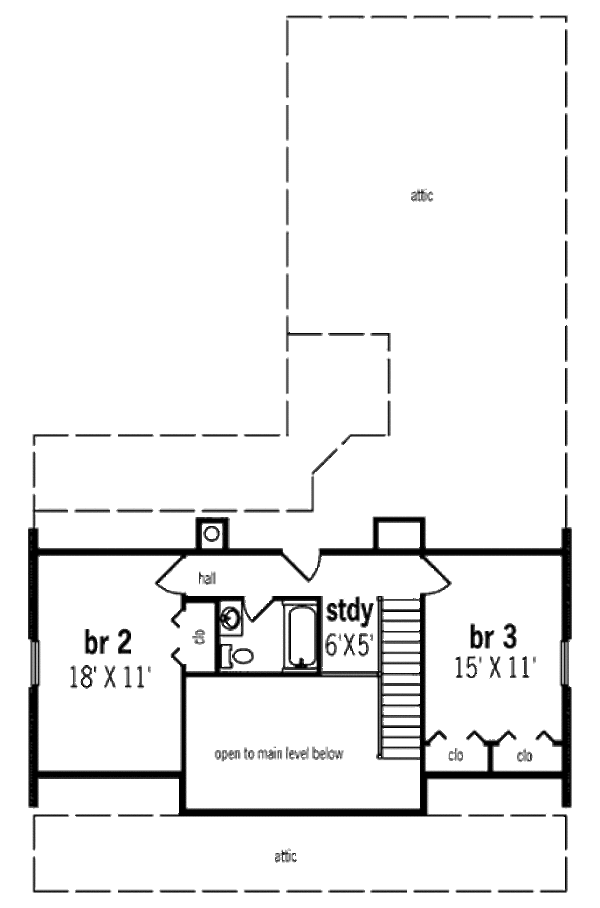 Traditional Floor Plan - Upper Floor Plan #45-303